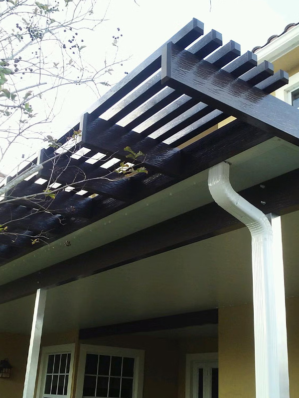 Black patio cover in backyard